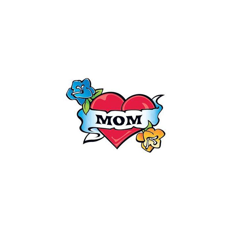 Collection of Heart with Mom Banner Temporary Tattoo in a gallery layout