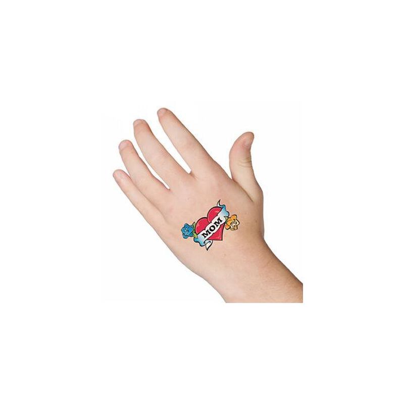 Collection of Heart with Mom Banner Temporary Tattoo in a gallery layout