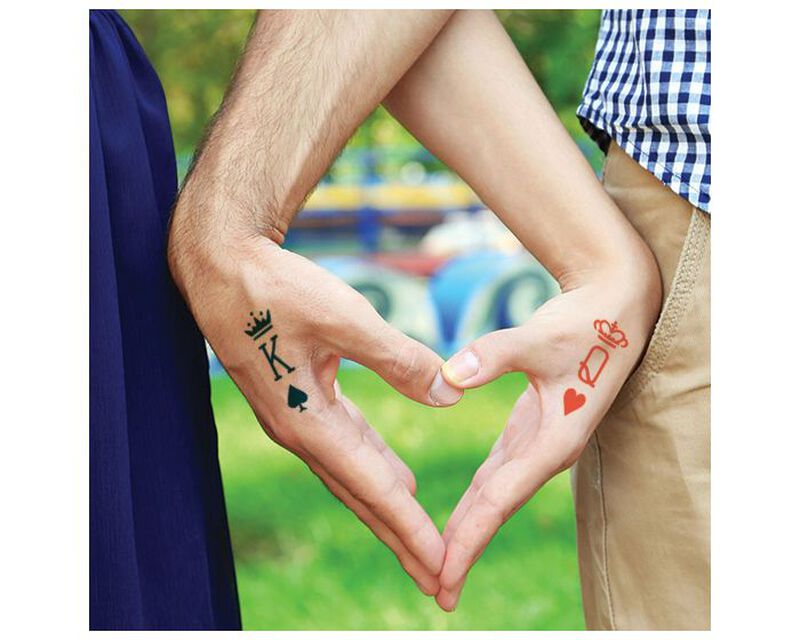 Collection of King & Queen Card Suit Temporary Tattoos in a gallery layout