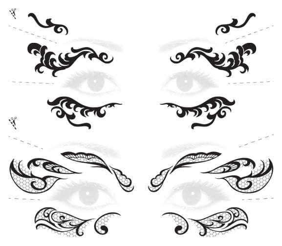 Collection of Lace Mask Masquerade Costume Tattoos in a gallery layout
