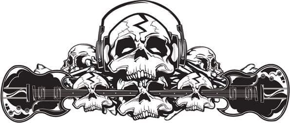 Collection of Music Skull Promotional Product Tattoo in a gallery layout