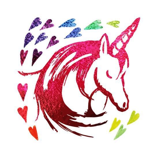 Collection of Metallic Rainbow Love Unicorn Promotional Product Tattoo in a gallery layout