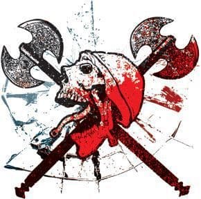 Collection of Skull and Dual Axes Promotional Product Tattoo in a gallery layout