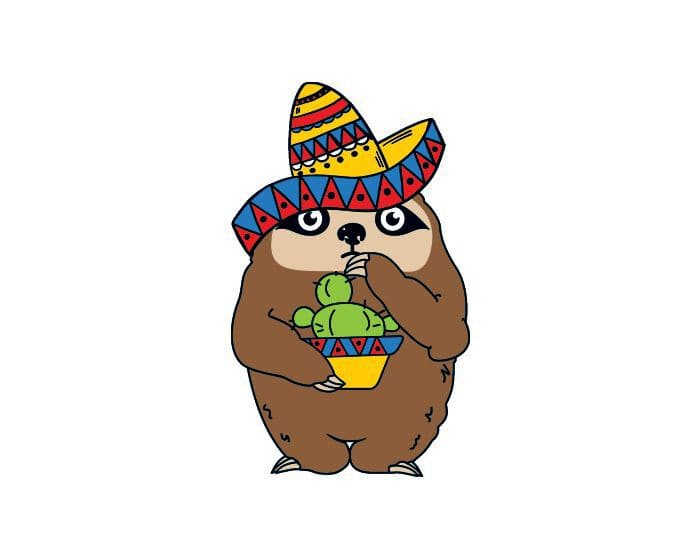 Collection of Fiesta Sloth Promotional Product Tattoo in a gallery layout