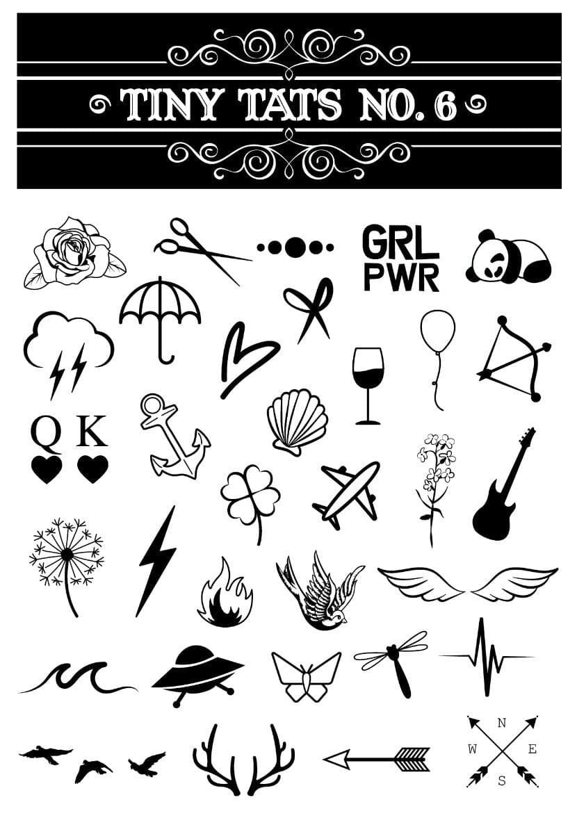 Collection of Tiny Tats No. 6 Promotional Product Tattoo in a gallery layout