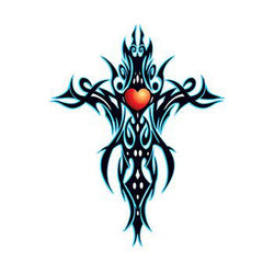 Collection of Tribal Blue Cross Temporary Tattoo in a gallery layout