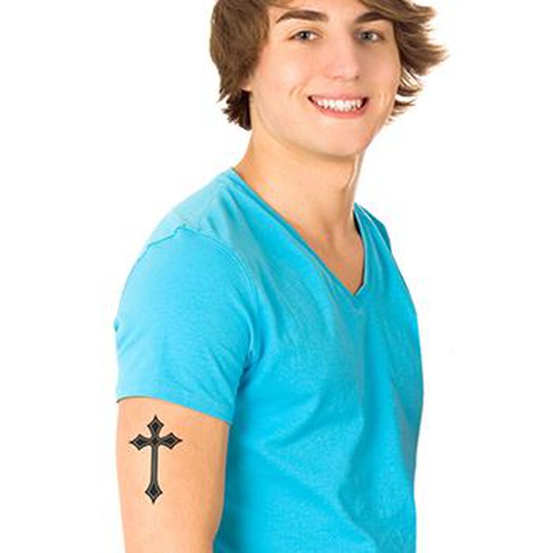 Collection of Tribal Bold Cross Temporary Tattoo in a gallery layout