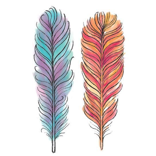 Collection of Watercolor Feathers Promotional Product Tattoo in a gallery layout
