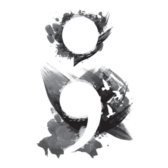 Collection of Watercolor Semi Colon Promotional Product Tattoo in a gallery layout